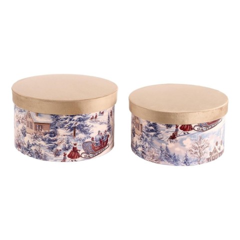 SET 2 SCATOLE DECORATE H.16 CM.CHAMPAGNE